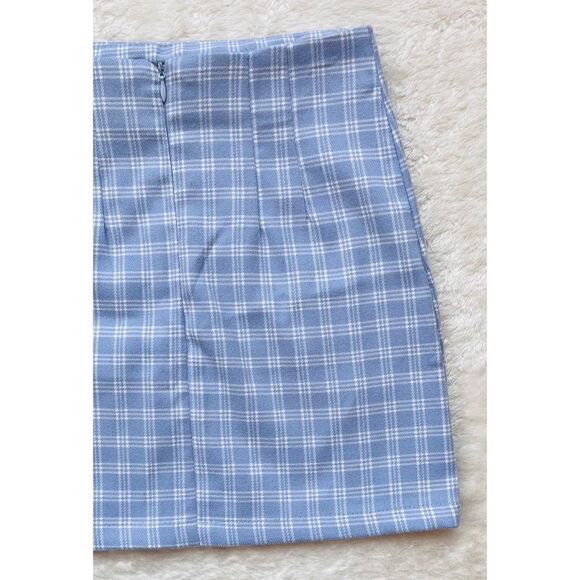 Plaid Print Slit Hem High Waist Mini Skirt, Size XS - Picture 16 of 16